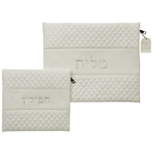 שש0909 סט טלית תפילין דמוי עור עם ריקמה 36X29 ס"מ