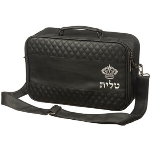 תיק טלית בינוני גוון שחור פיו מפואר אותיות בולטות "כתר" כ