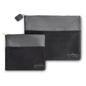 סט טלית תפילין מהודר דמוי עור שחור 36X30 ס"מ