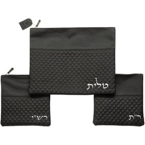סט טלית תפילין רש"י ר"ת דמוי עור 34X40 ס"מ