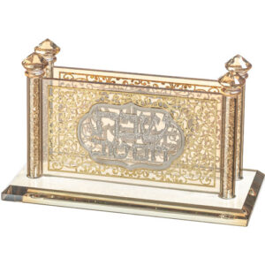 מחזיק גפרורים קריסטל עם פלקטה "עיטור" 16x8 ס"מ