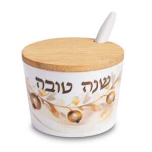כלי לדבש "במבוק טבעי" "שנה טובה" 6.5 ס"מ