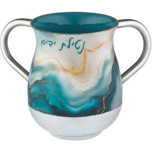 נטלה אלומיניום 13 ס"מ שיש כחול לבן זהב